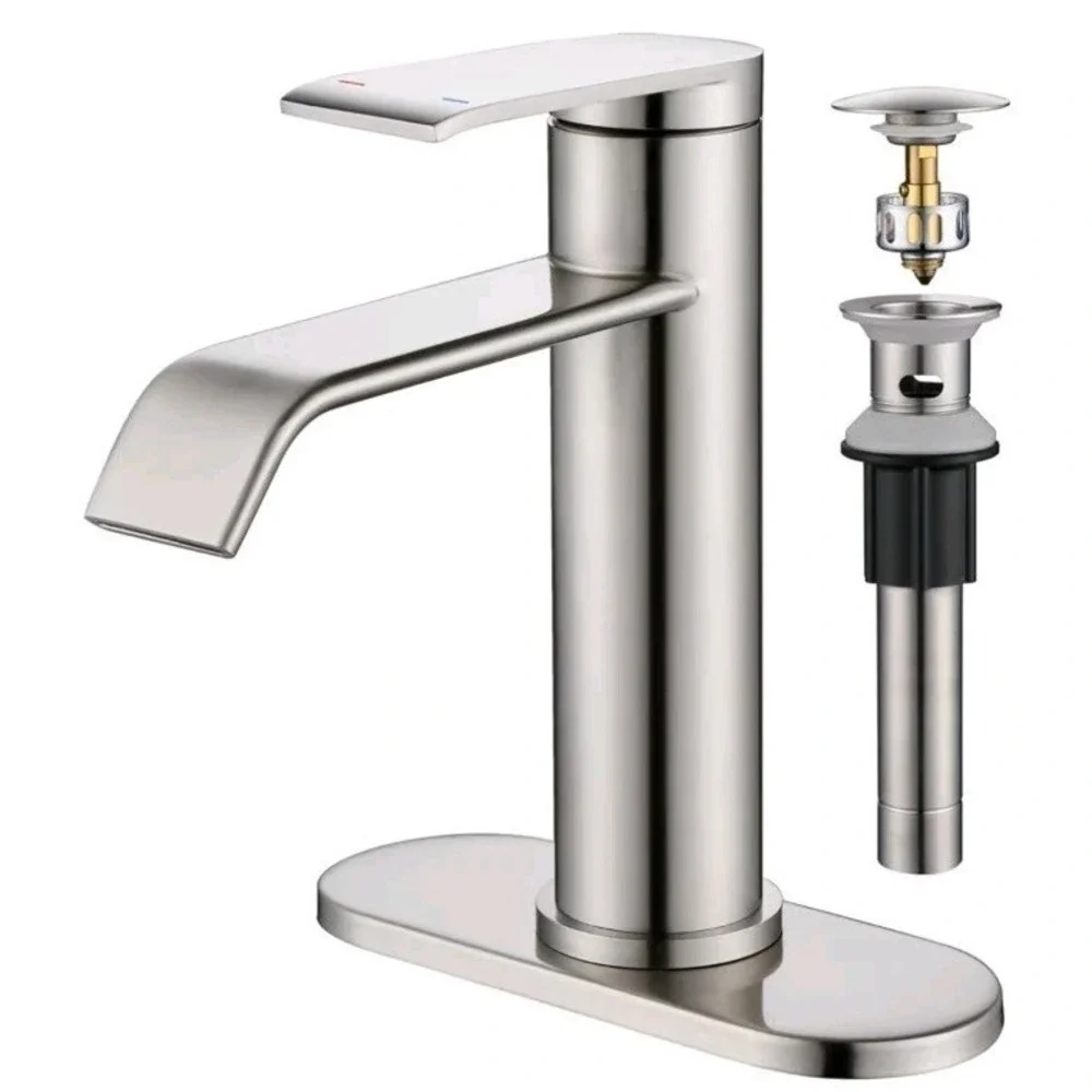 Brushed Nickel Waterfall Single Handle Bathroom Faucet